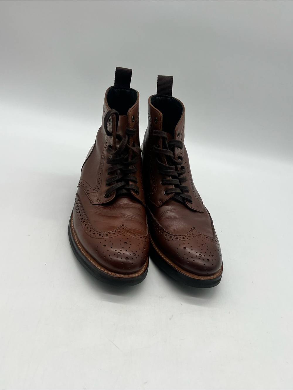 Thursday Boot Company Brown Leather Mens 9.5 Wingtip Lace Up Casual Formal Boots